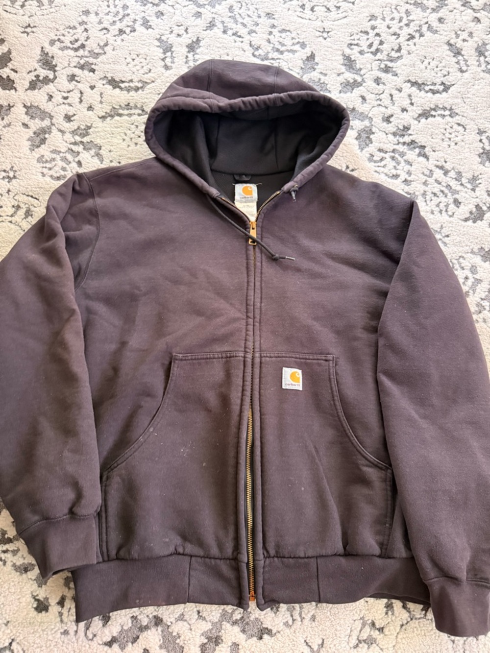 Carhartt Black Hooded Jacket with Gold Logo Tag